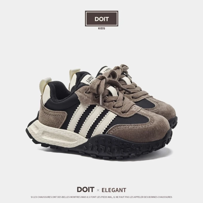 DDLUCN真皮儿童阿甘鞋秋冬加绒女童运动鞋男童加绒二棉鞋新年红