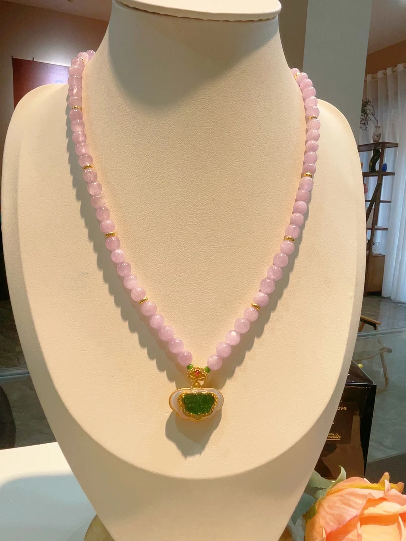 原创设计款紫锂辉项链美丽双色精美