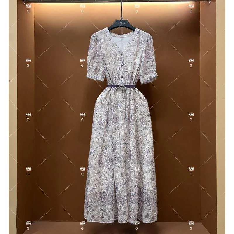 【漫】春夏丨设计师轻奢法式印花女士连衣裙 GS-56020