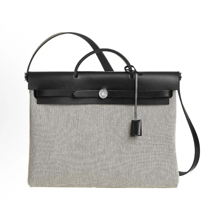 99新 Hermes/爱马仕 爱马仕herbag 39 熊猫配色银扣手提包 G157
