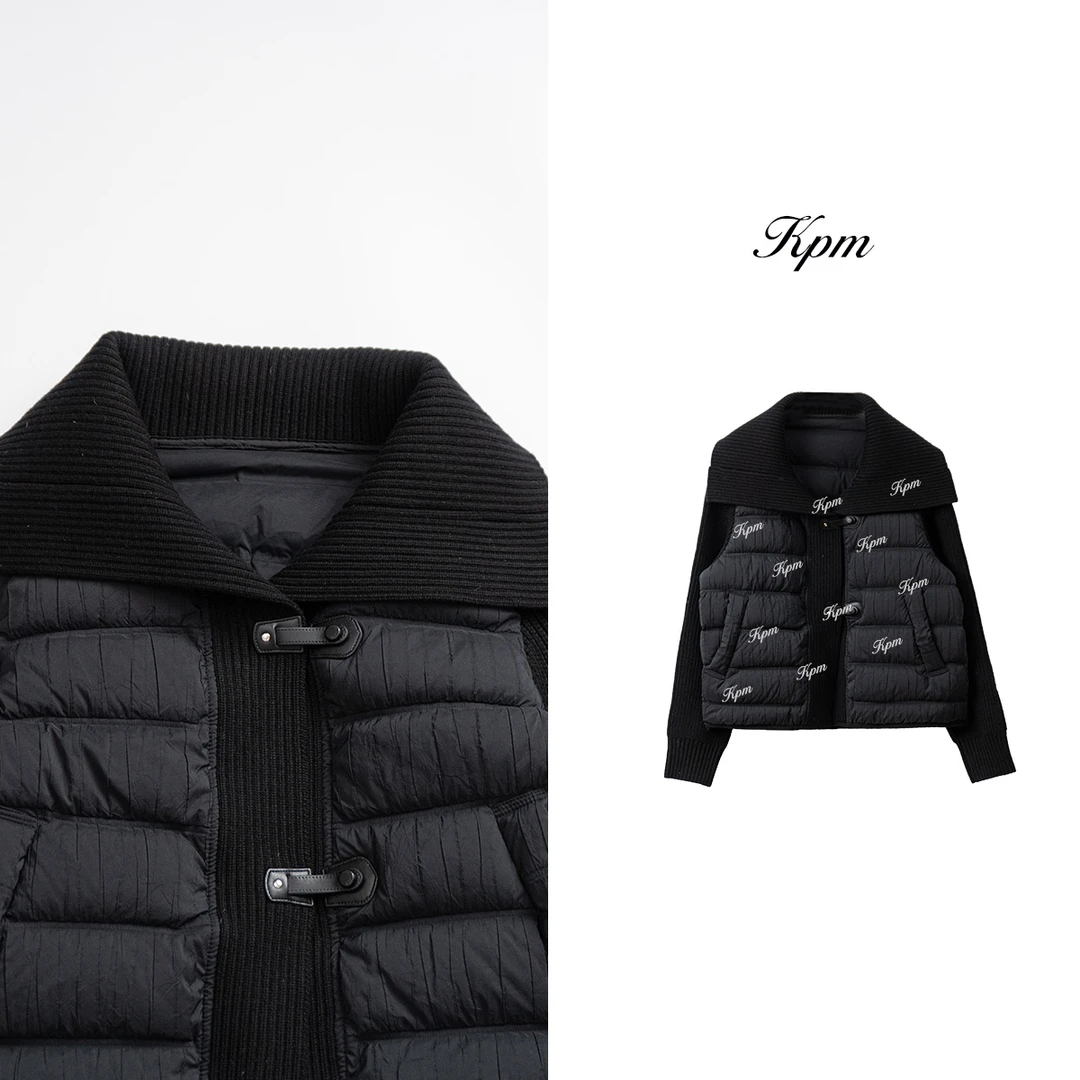 2025冬季新品鸭绒羽绒服设计感气质针织披肩百搭显瘦外套女JN8909