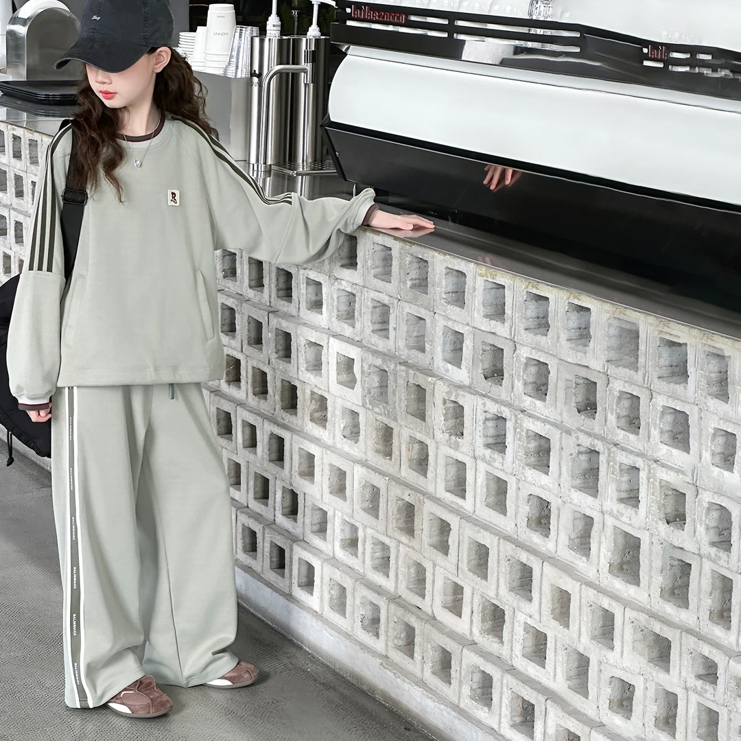 简约潮牌店铺儿童服装2025年新款衣服女童装秋装套装6-12岁高级感