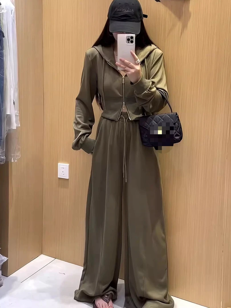 259#显瘦早秋休闲卫衣连体收腰休闲运动套装时尚阔腿宽松