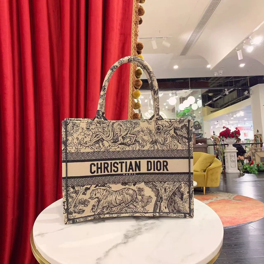 99新 DIOR/迪奥 GGS动物园系列tote托特棕拼黑色芯片款31087366
