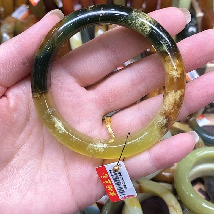 未镶嵌蛇纹石玉手镯深**兰