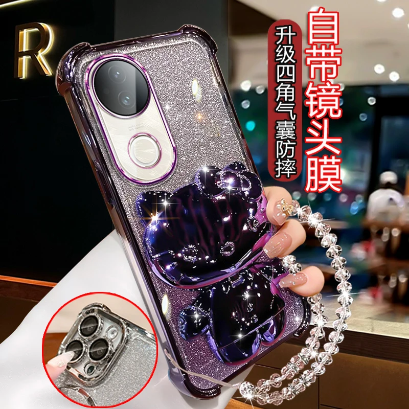适用vivos20手机壳女可爱镜子支架VivoS20气囊四角防摔V2429A软壳