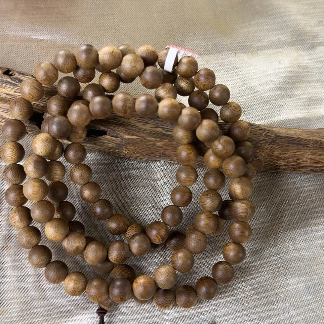 沉香碎屑沉香白棋野料08圆珠多圈108颗多样性发一