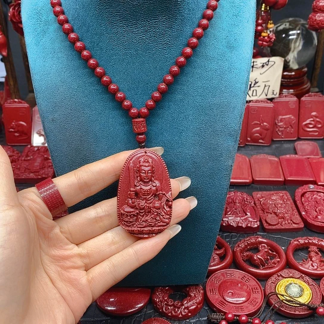 甜***笑天然辰砂108颗全珠链6mm加经典本命吊坠兔生肖