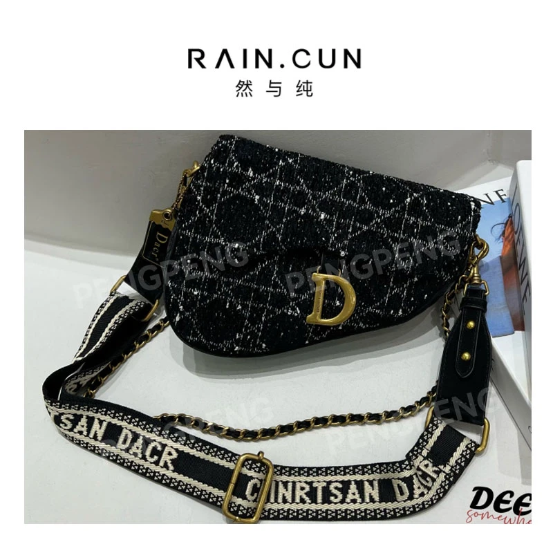 RAIN.CUN ZT-D7076-斑澜黑 轻奢女士时尚潮流通勤斜跨包