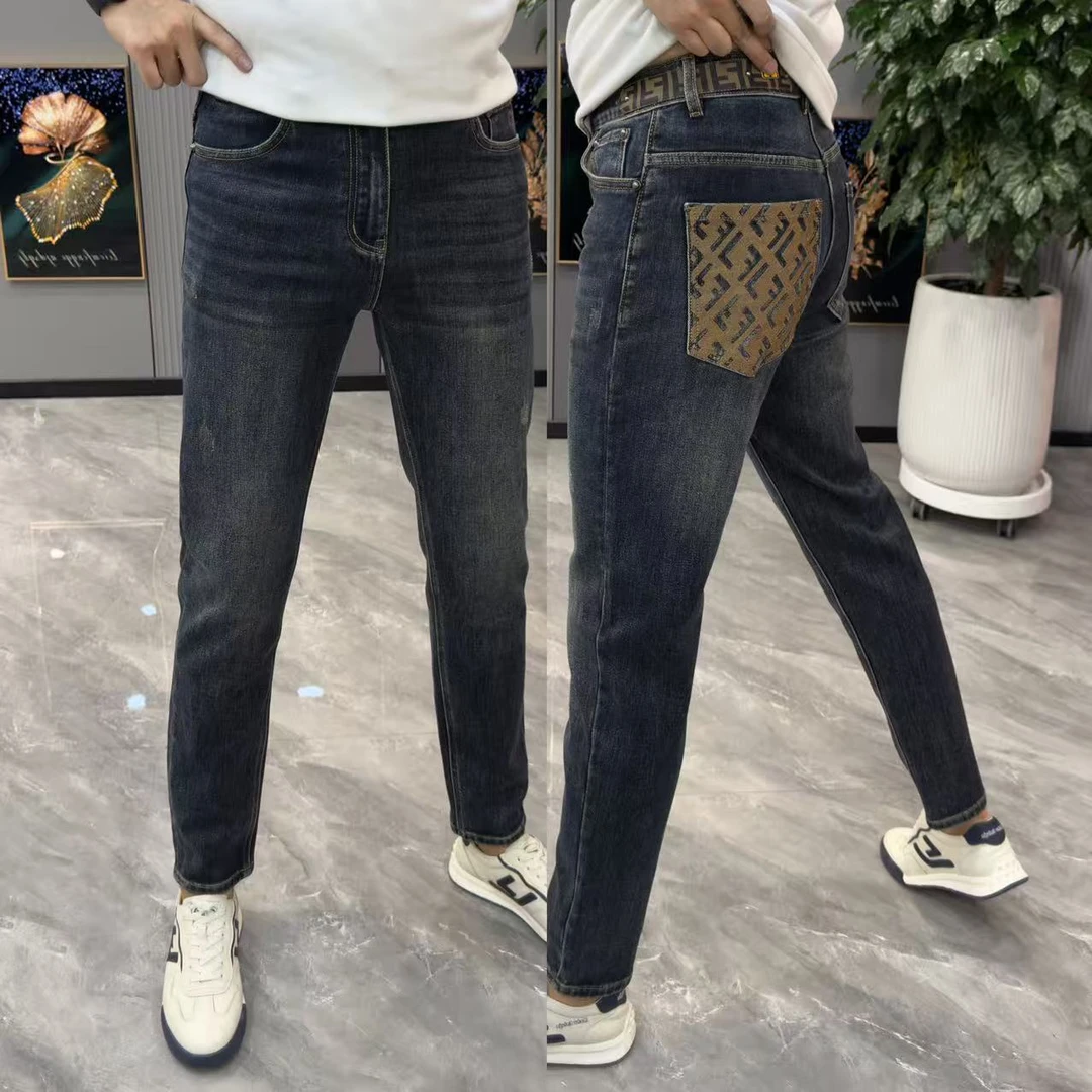 早秋新款牛仔裤男弹力修身显瘦小脚裤男时尚潮流牛仔裤男款