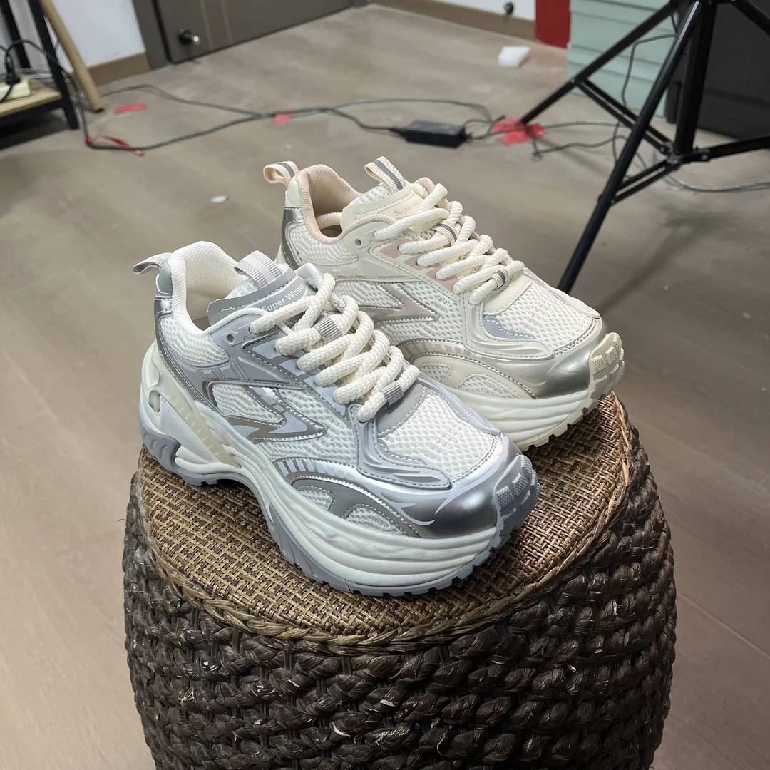 【春晓】增高8CM 2025年新款系带老爹鞋内增高透气K2850D