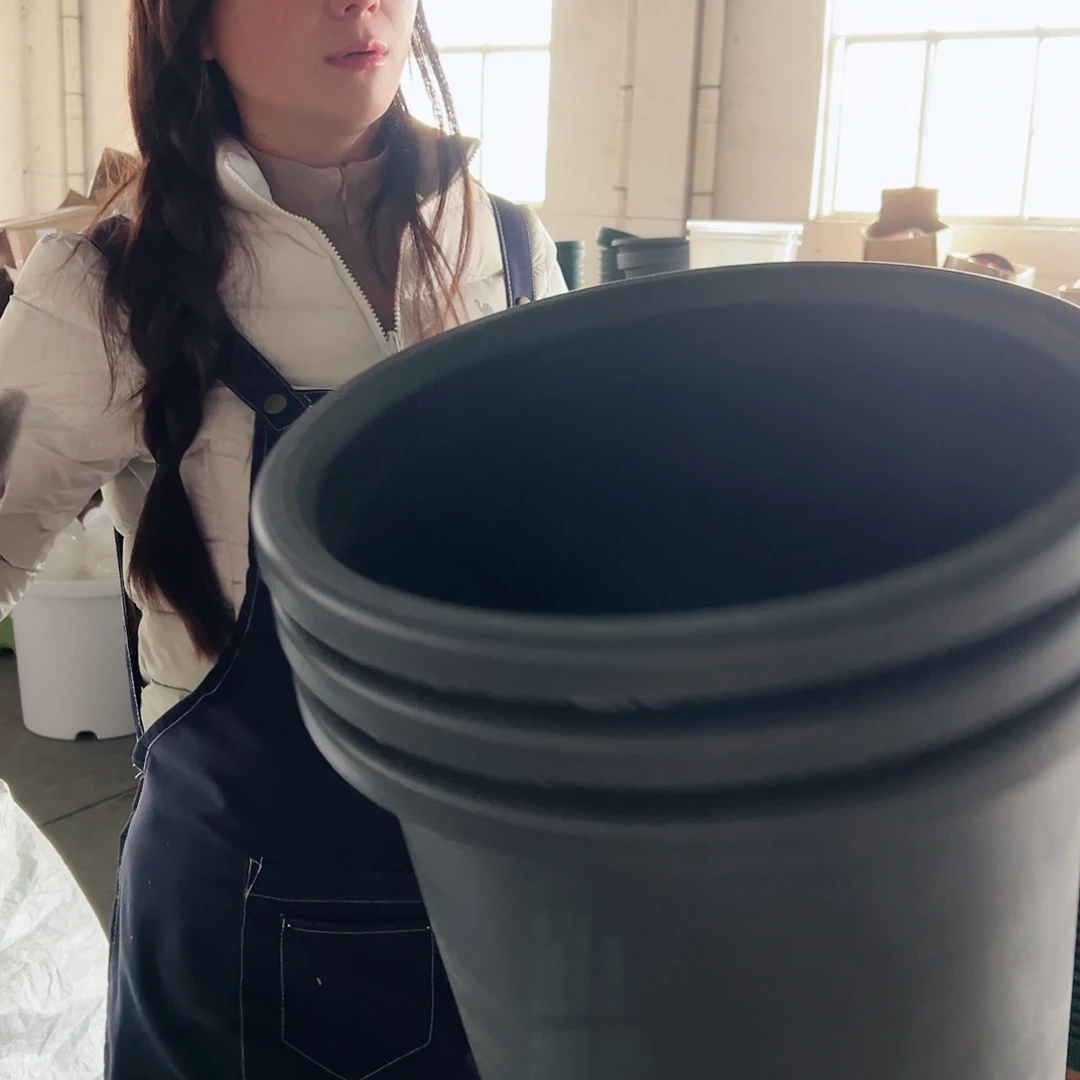 树脂四季盆9#灰黑4个无托