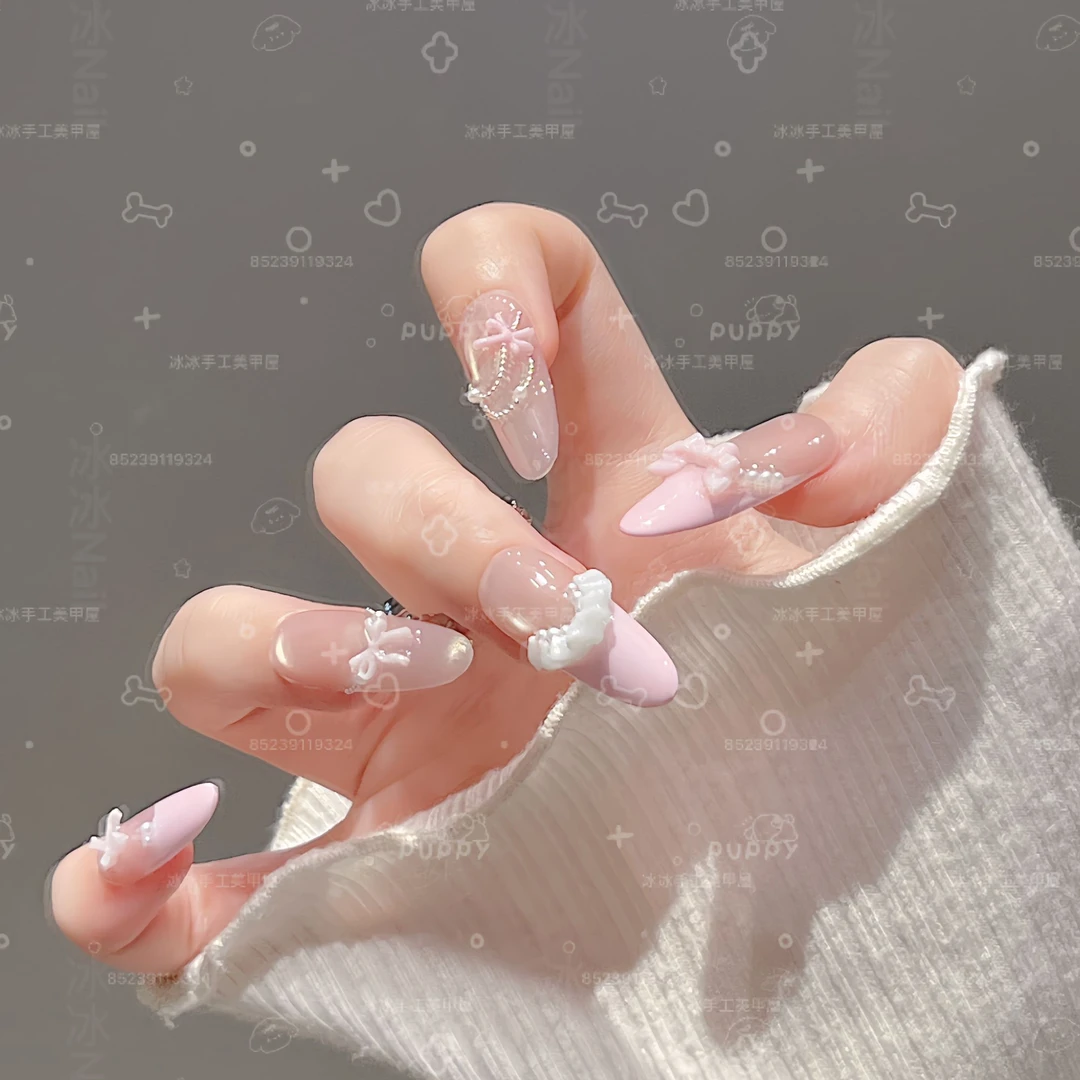 【半糖主义】显白气质法式猫眼纯手工穿戴甲时尚百搭美甲10片