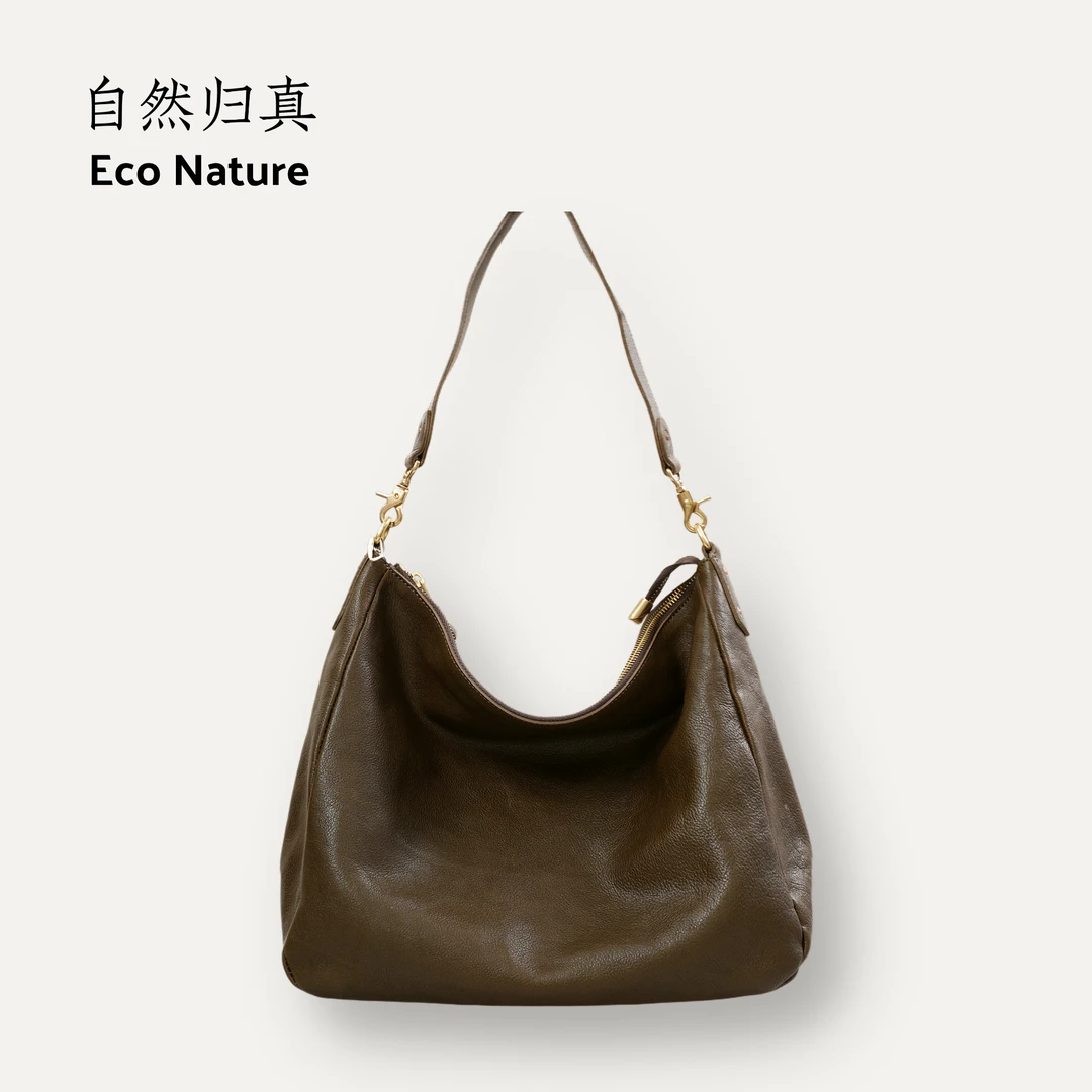 Eco头层植鞣+热缩工艺单肩通勤包高级斜跨包5160245