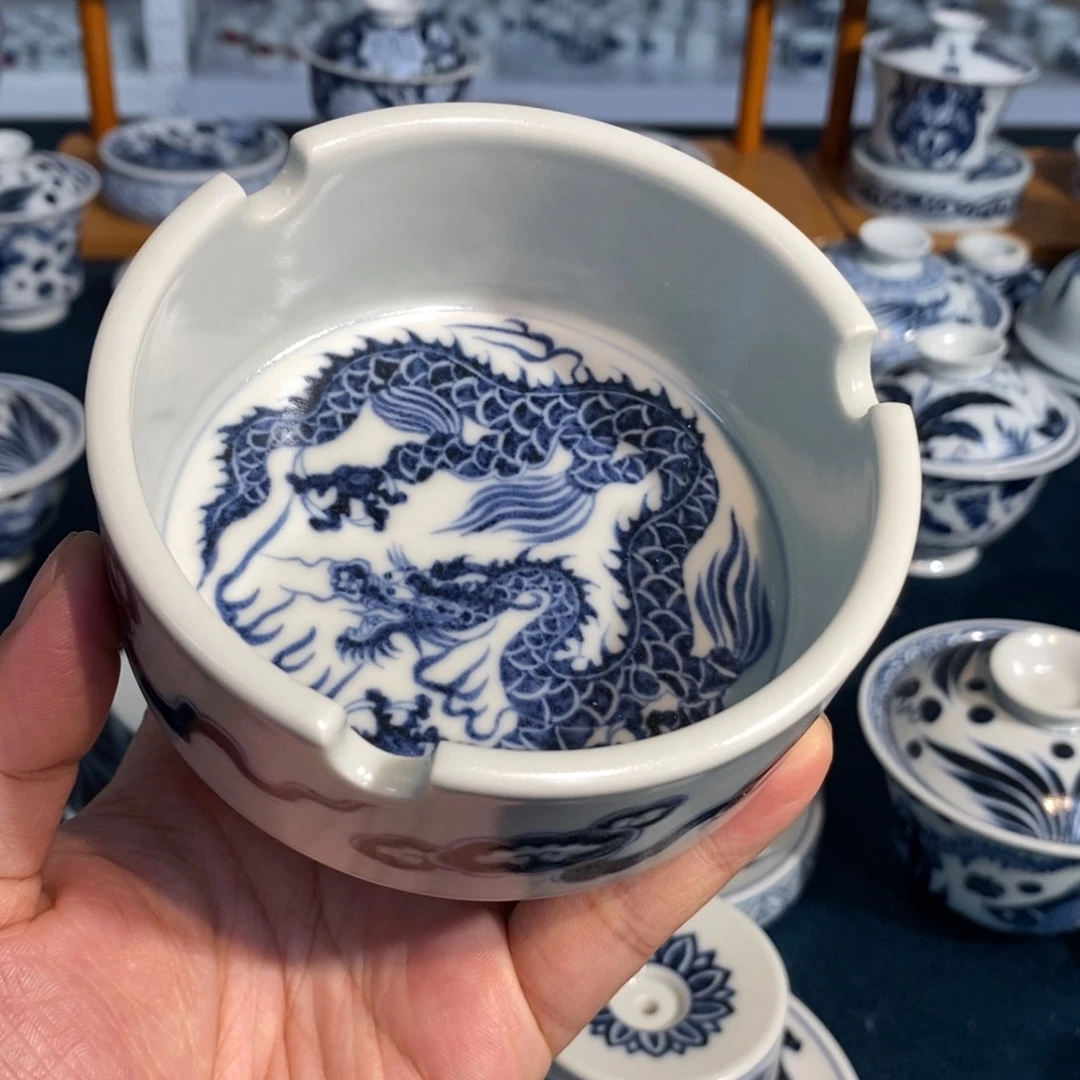 景德镇手工手绘陶瓷 烟灰缸
