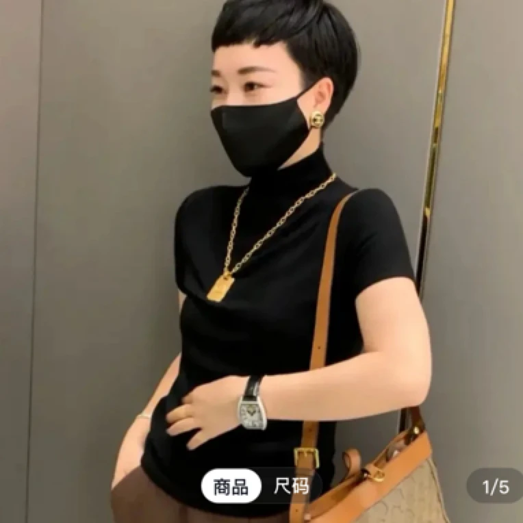 舒适弹力中高领短袖修身显瘦ins上衣气质
