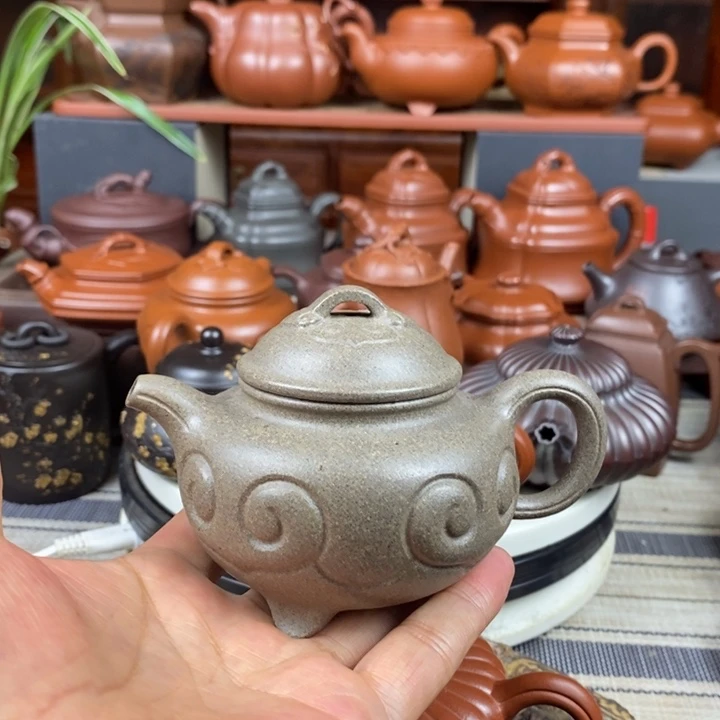 茶壶紫砂三足如意180CC原矿特高温老青段