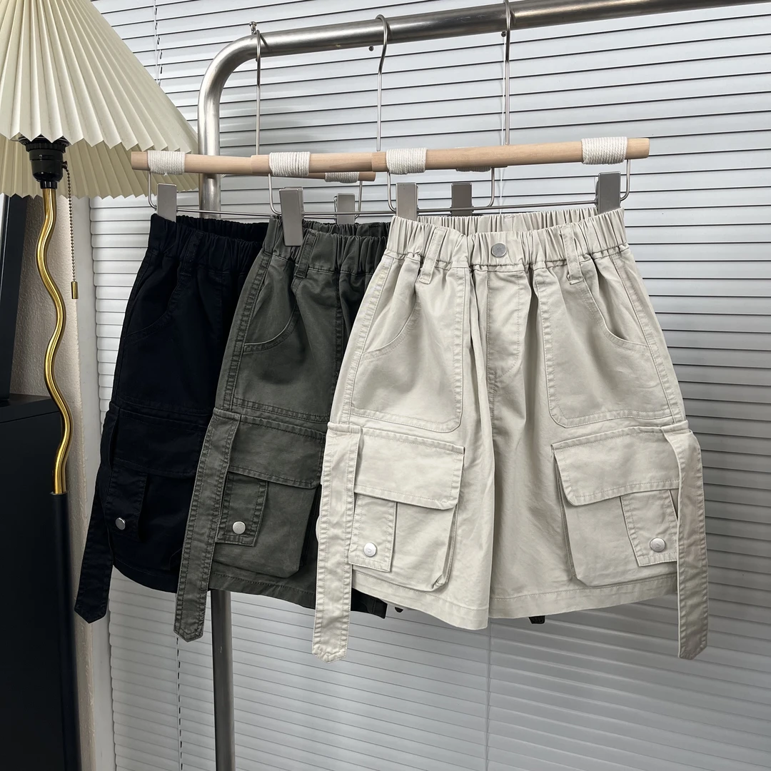 夏季工装短裤白色2025童装新款大儿童五分中裤男孩外穿炸街痞帅潮