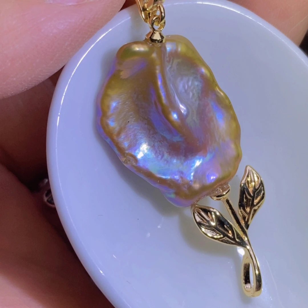 银S925镶嵌天然淡水珍珠淡水珍珠