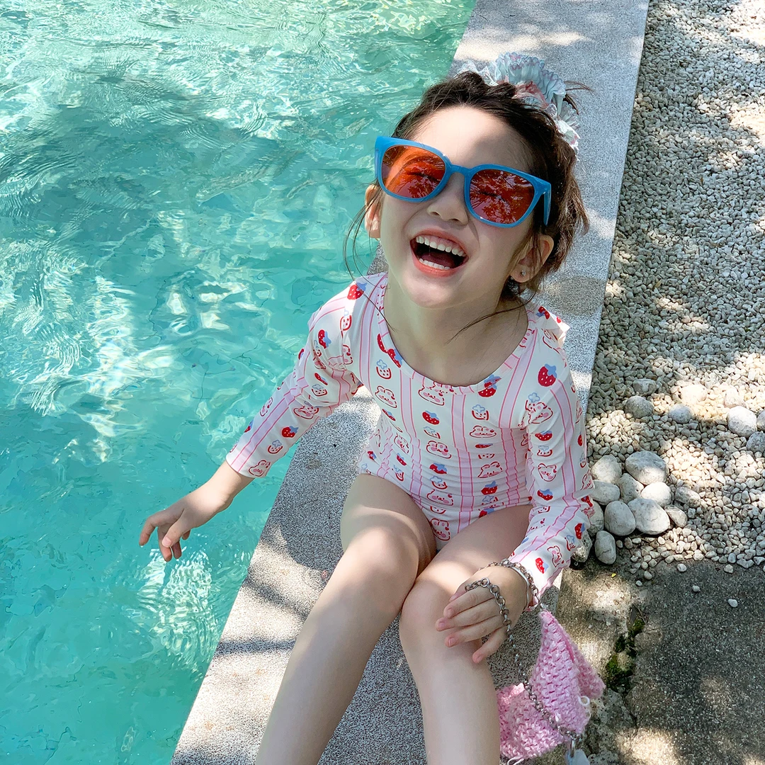 速干防晒儿童泳装女宝宝温泉夏装连体游泳衣夏季沙滩女童泳衣23