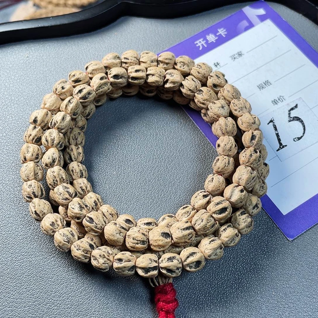 柏香籽/百香籽吊坠7.3mm热振原桩微磨鬼莲花108