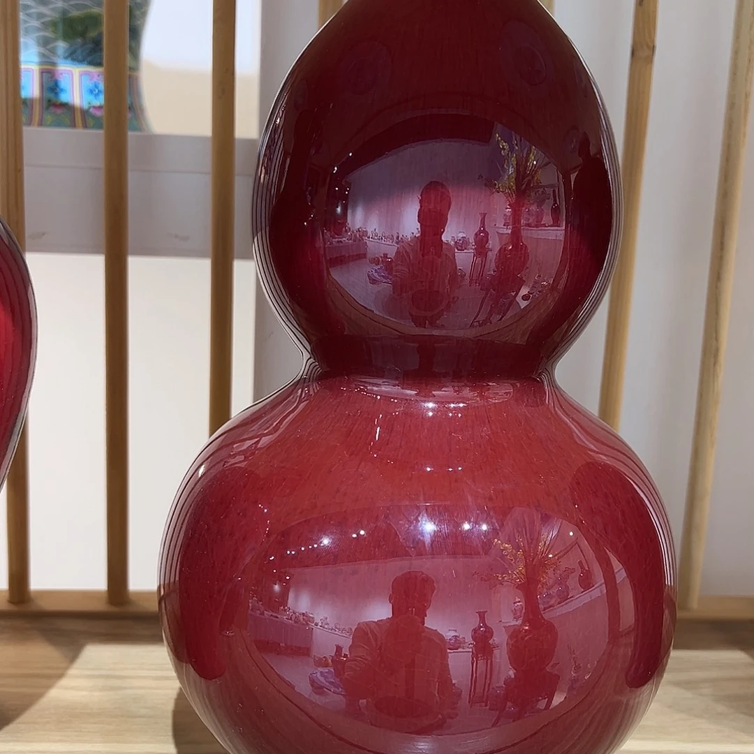 摆件陶32cm红开片葫芦