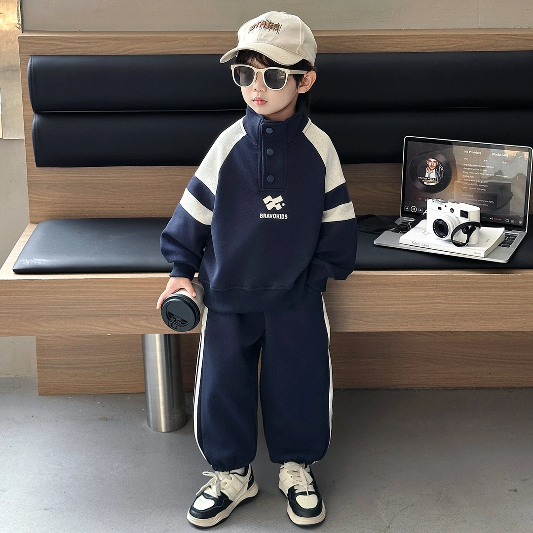 男童卫衣套装春秋款2025新款儿童秋装运动服宝宝男孩酷帅两件套潮