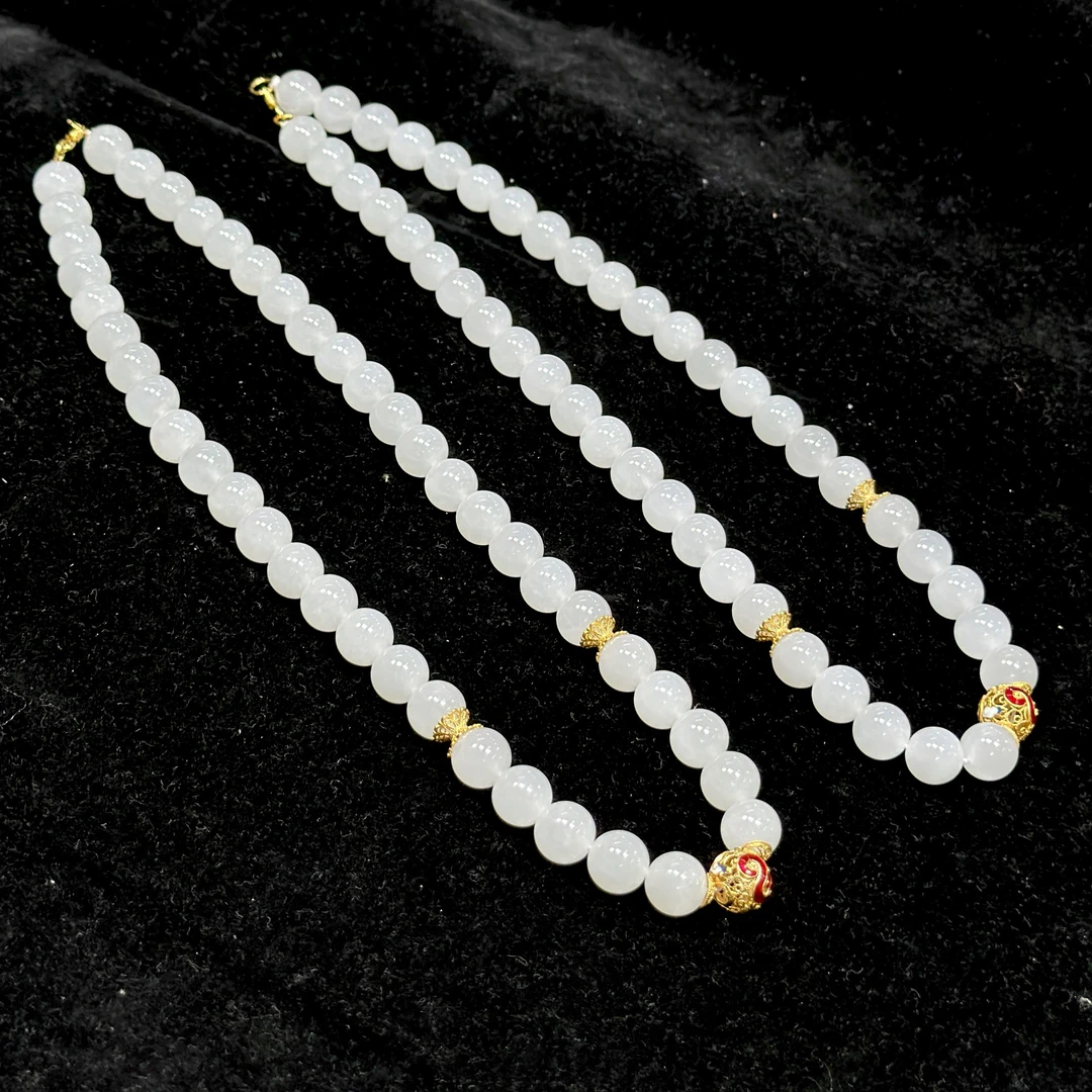 【CH】和田玉白玉项链-约10mm（多样性发其一）