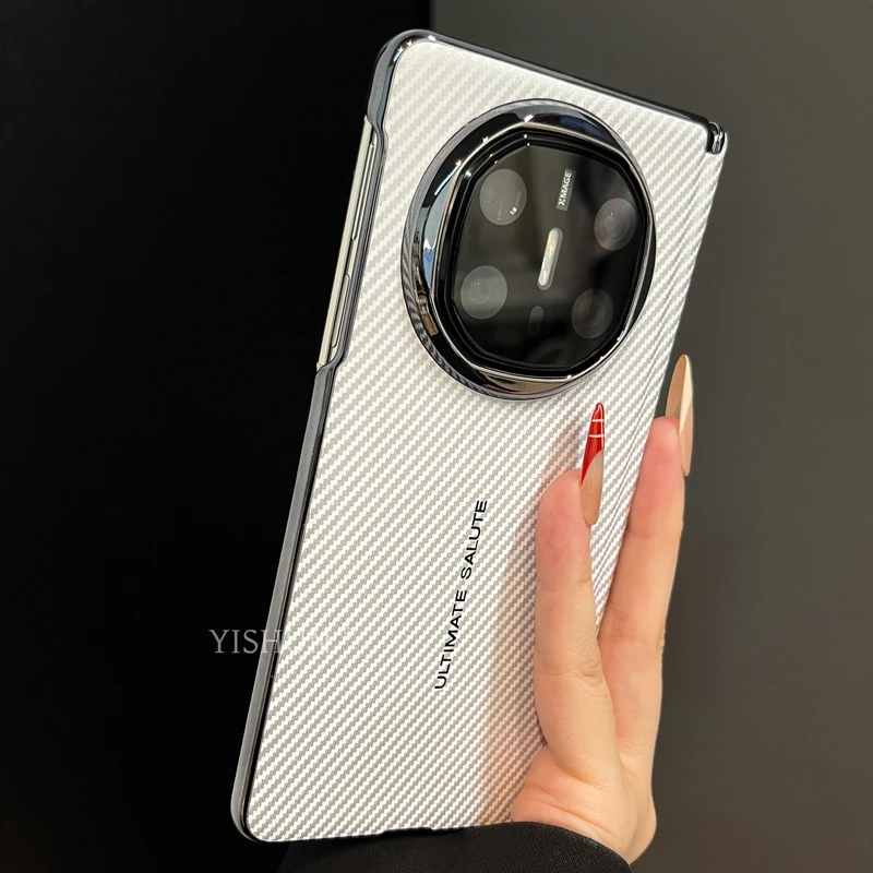 适用华为mateX6折叠屏手机壳高级感时尚素皮凯夫拉碳纤维纹MateX5