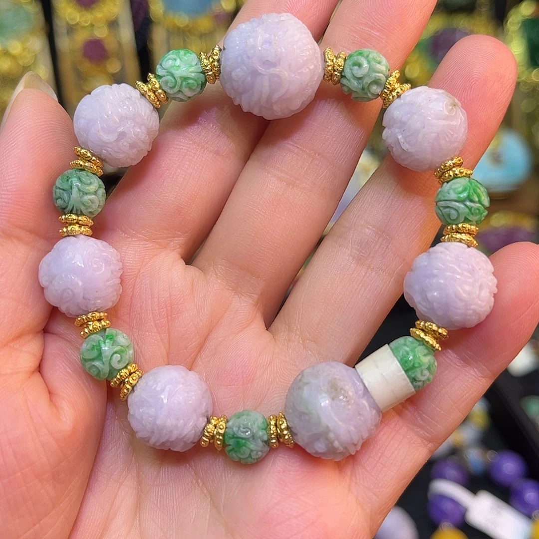 手链银S925镶嵌红宝石翡翠手链