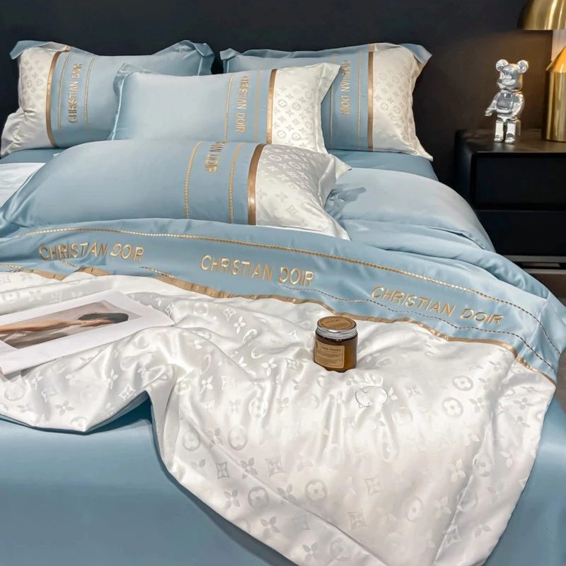 水星家纺适用A类冰丝夏凉被四件套凉感空调被床单笠可机洗薄被子4