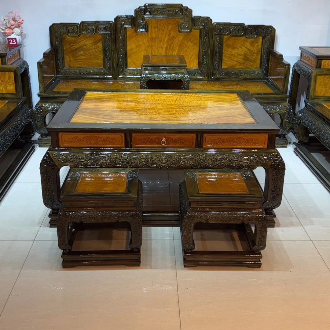 。***。金丝楠金丝楠沙发九件套