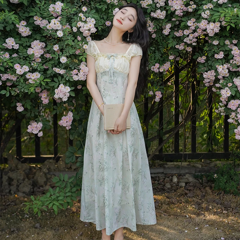 春侣【兰芷】显瘦新中式长款中国风连衣裙复古优雅印花旗袍裙子