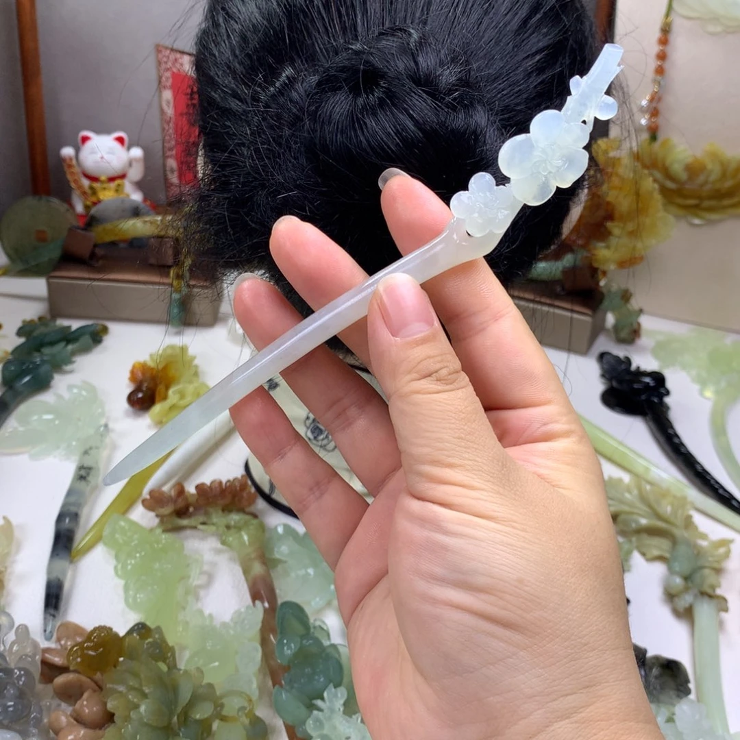 蛇纹石玉未镶嵌发饰