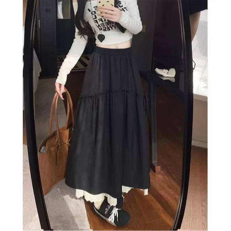 格子推荐~春季褶皱蝴蝶结西装裙半身裙2211