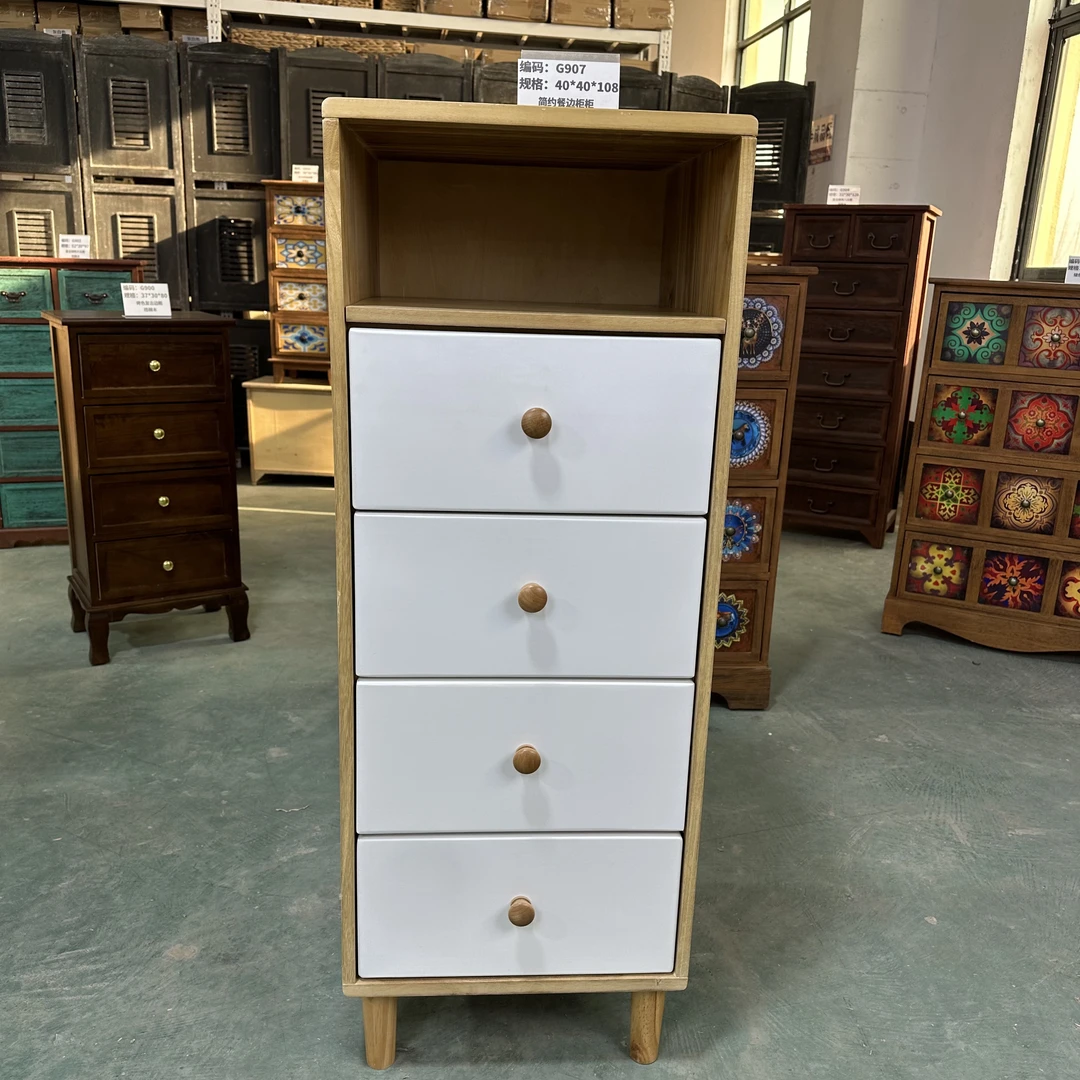 G907实木五层四抽收纳柜
