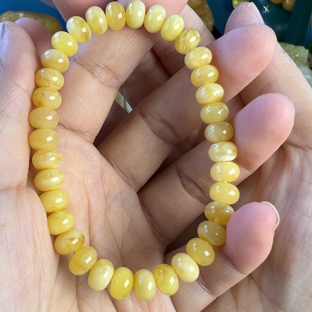 蜜蜡手链未镶嵌算盘珠