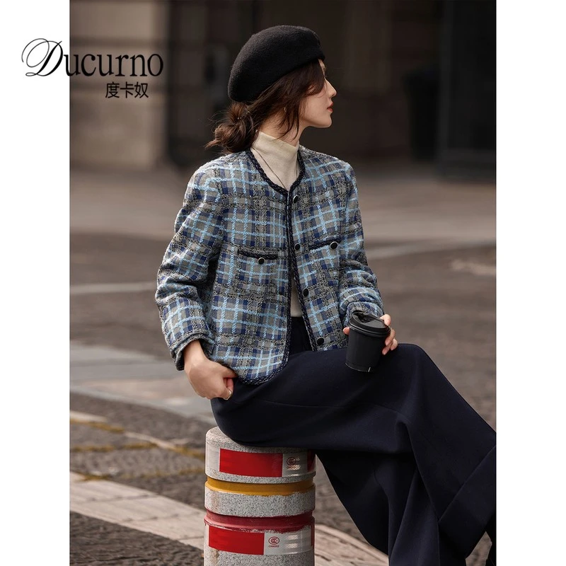 呢子上衣外套长裤子两件套2026冬季新款毛呢大衣阔腿裤小香风套装