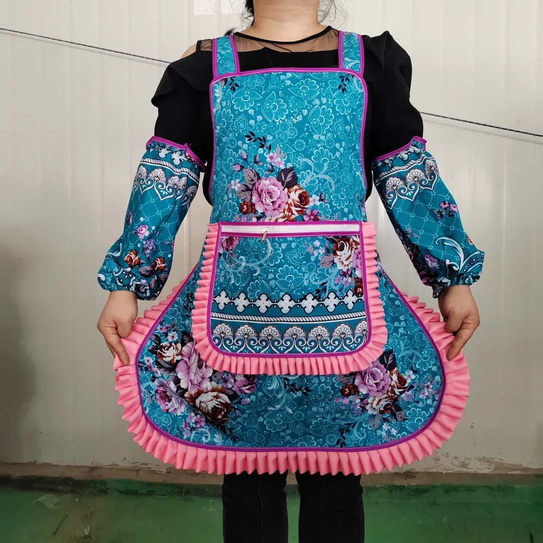 小清新防污围裙袖套防脏公主风复古均码防水无袖围裙