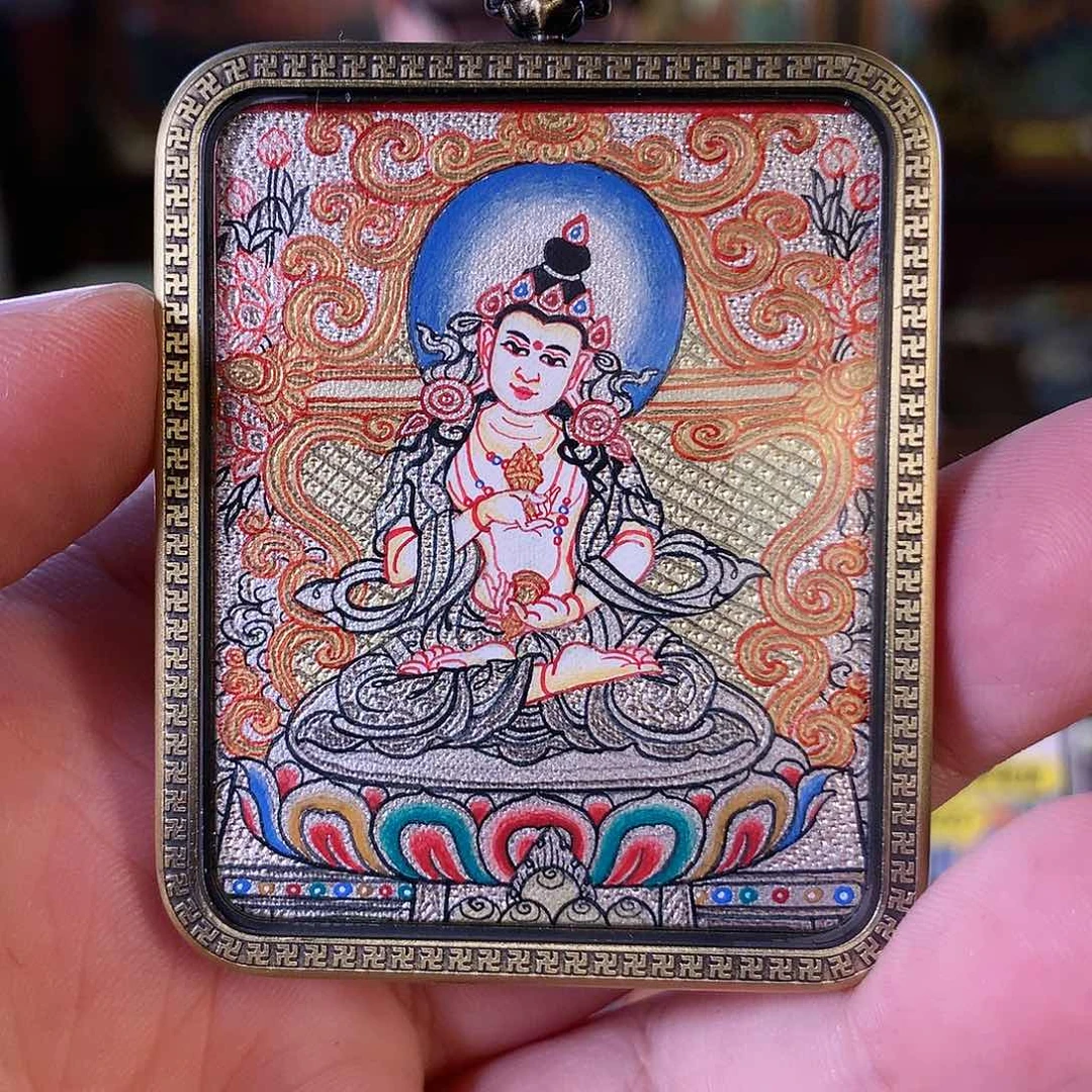 吊坠热贡纯手绘唐卡萨埵