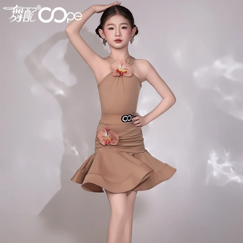 WL51306-2025新款拉丁舞服oope舞配舞服咖色表演服拉丁舞练功服女