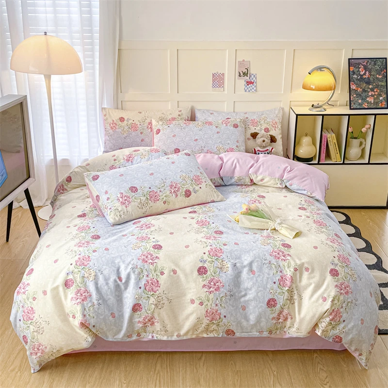 2025新品四件套100%全棉斜纹纯棉60支四件套套件小清新床套四件套