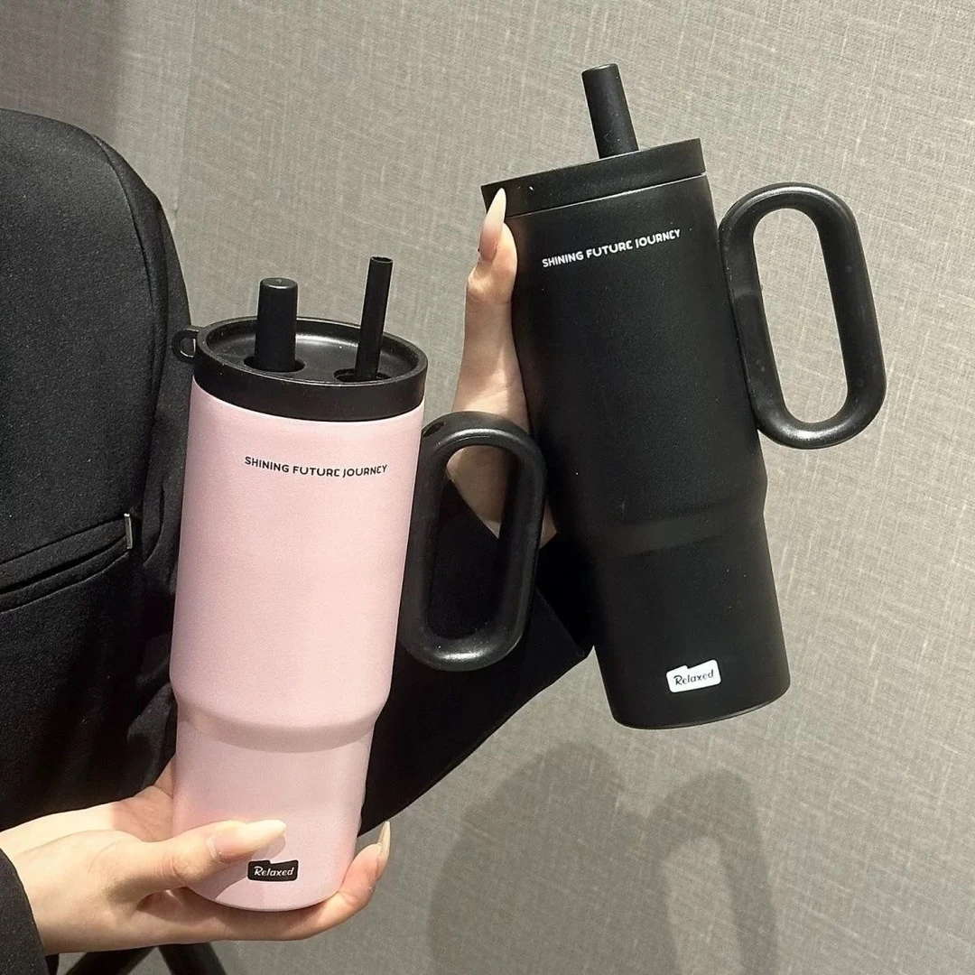 简约2025新款保冷保温杯女生大容量水杯家用不锈钢杯子便携冰霸杯