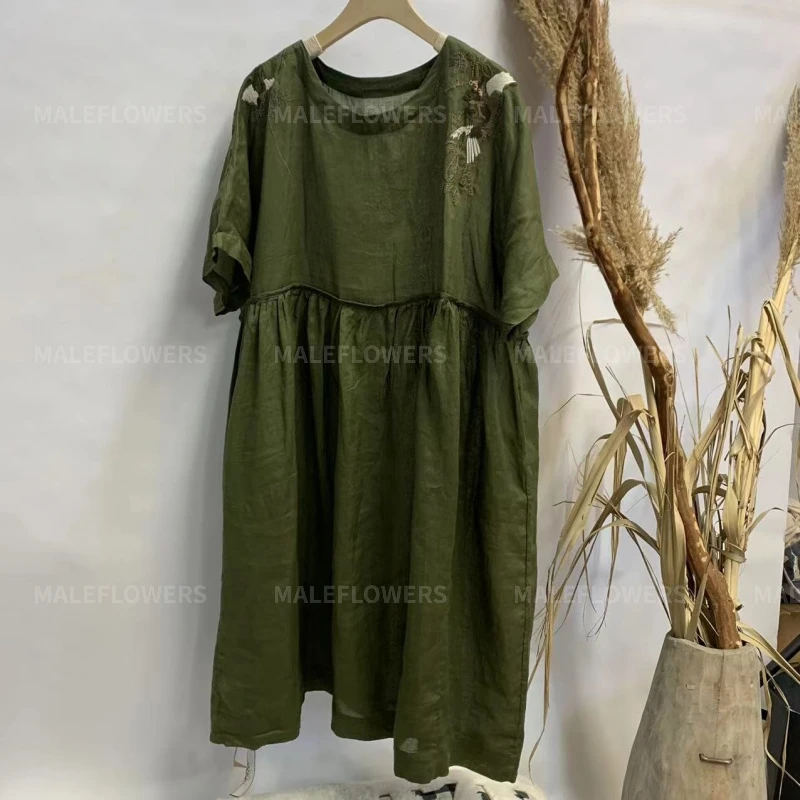 MF丨1911苎麻百搭个性设计款连衣裙圆领夏季（95斤到150斤左右）