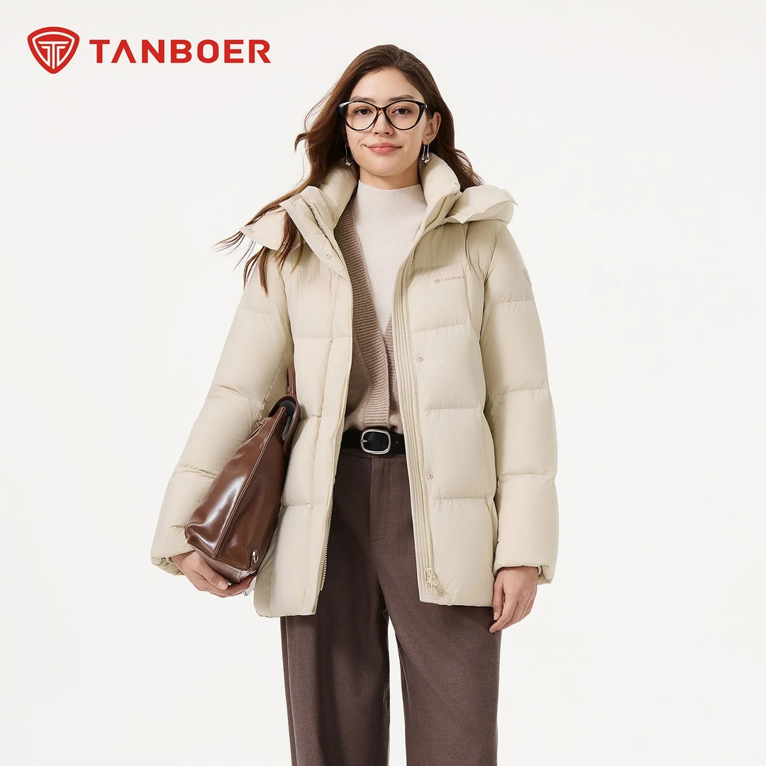 坦博尔羽绒服女士中长款2025年冬季时尚可脱卸帽加厚保暖外套558Z