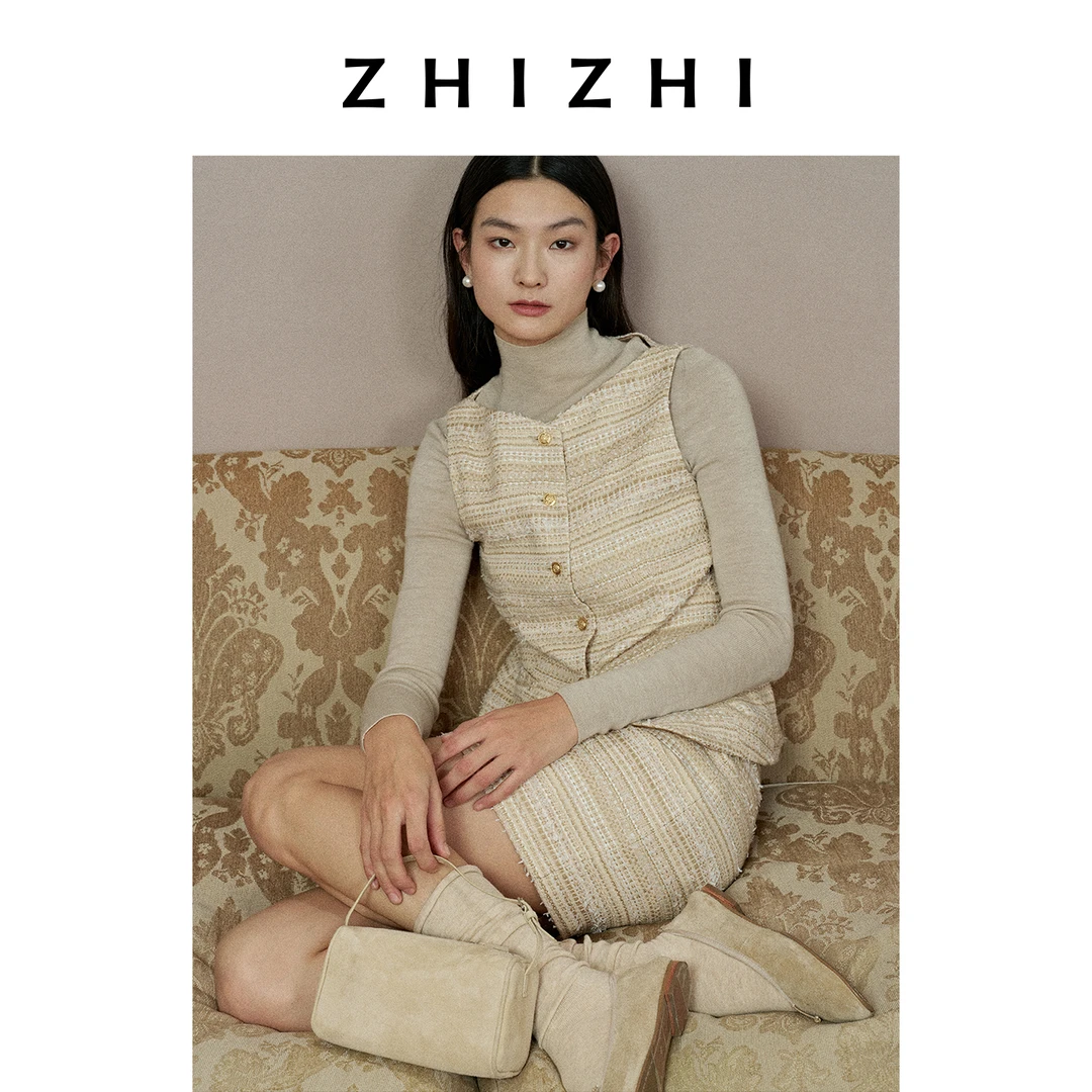 致知 惜余春 肌理感小香马甲冬季新款时尚设计感背心ZZ2EWWVW004