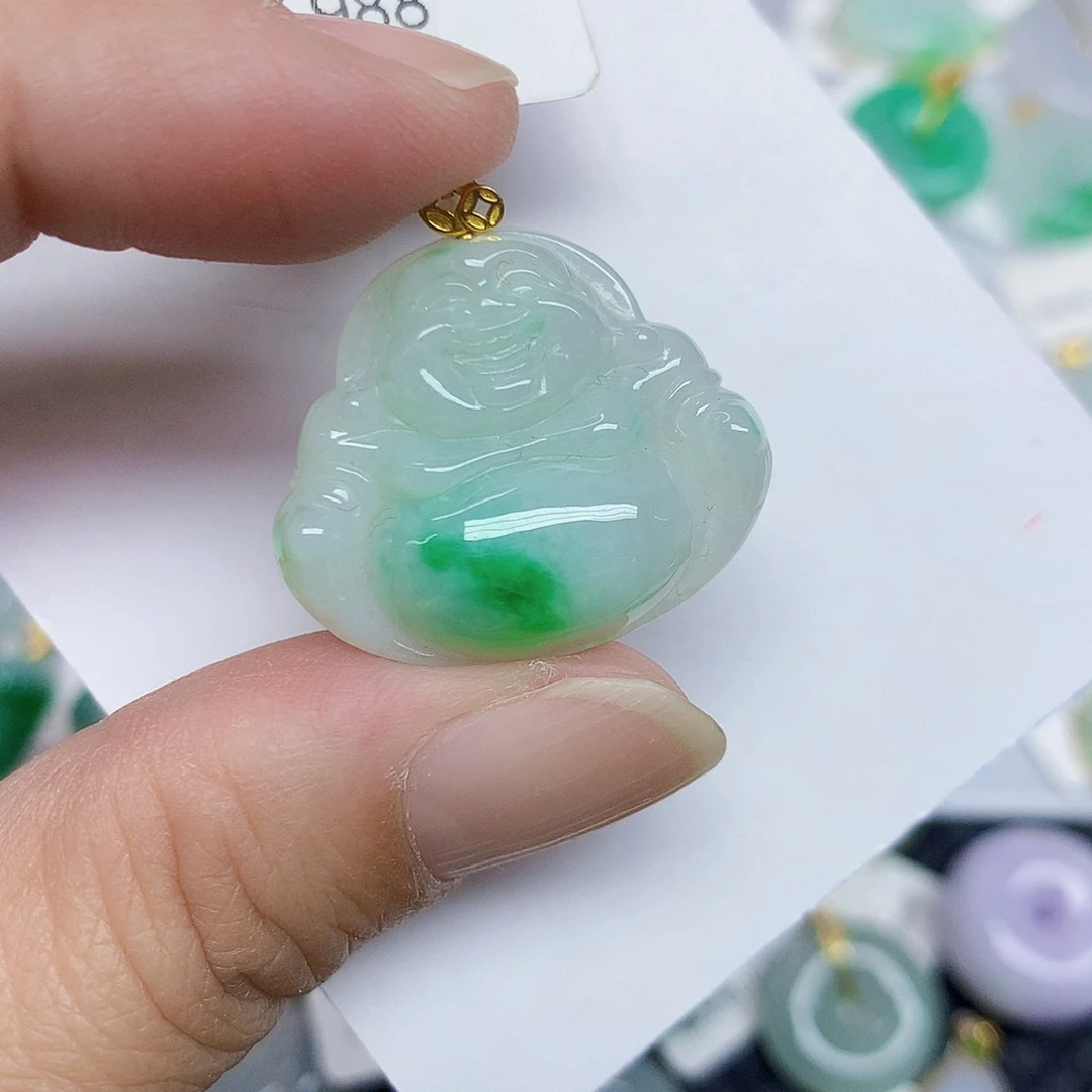 翡翠18K金镶嵌颈饰35689