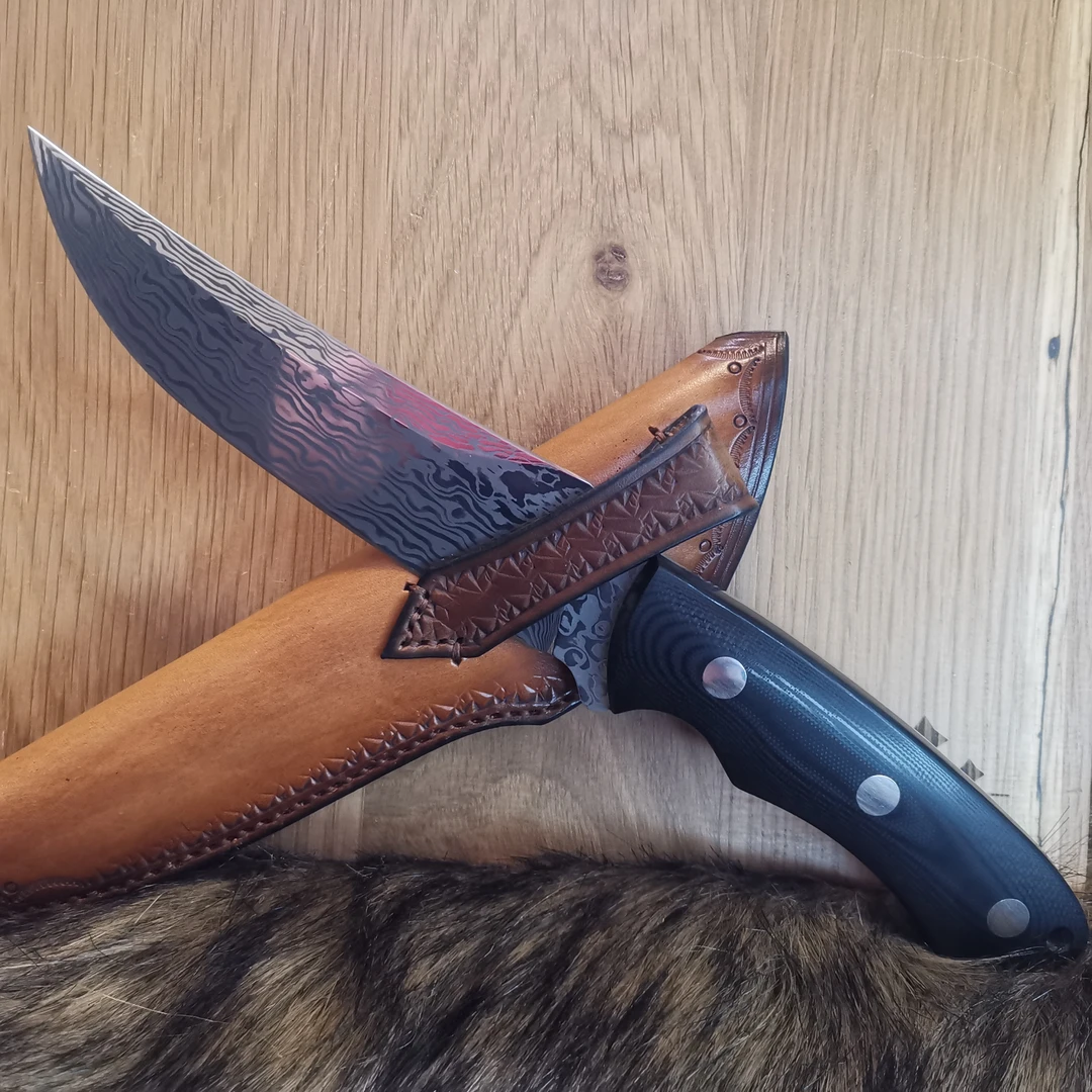 途锦水果刀无芯大马士革手把肉水果专用刀尖刀瓜果刀