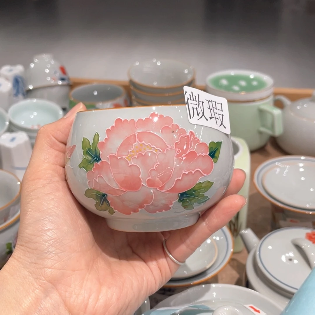釉下彩纯手绘有瑕