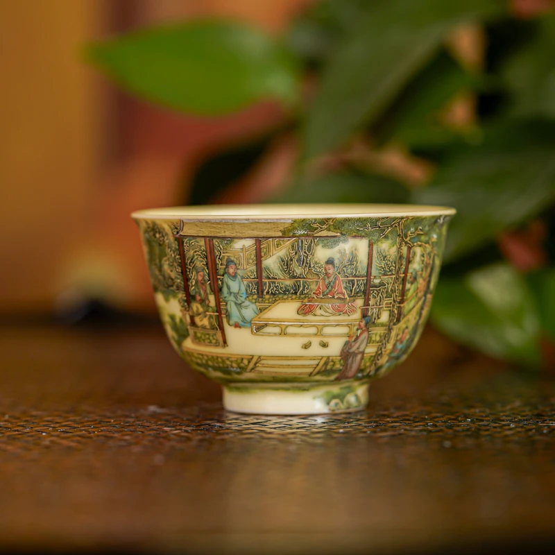 【墨舍名窑】谢小金东溪雅集图纯手工手绘茶具主人杯景德镇xxj651